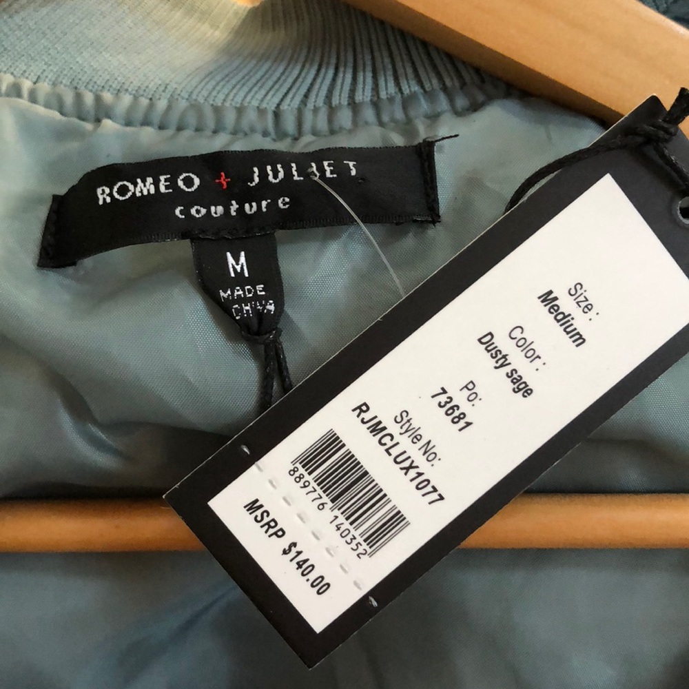 Romeo + Juliet Couture Dusty Sage Bomber Jacket - Picture 3 of 4
